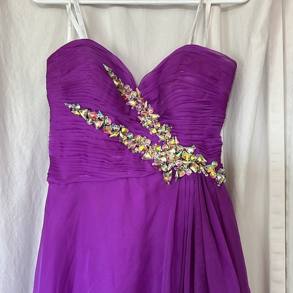 Clarisse Berry High Low strapless Prom Gown with Gemstones 9/10 - Picture 3 of 16